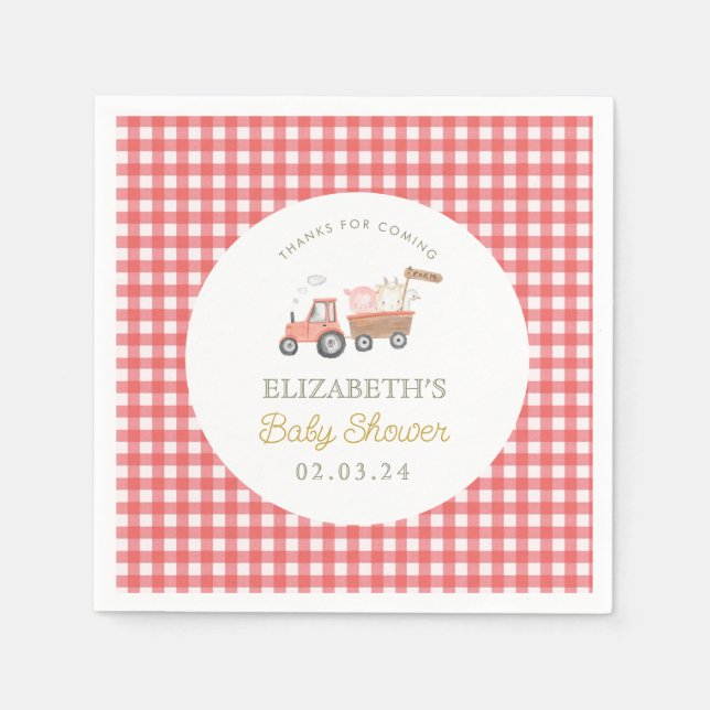 Cute Farm Animal Barnyard Baby Shower Napkin (Front)