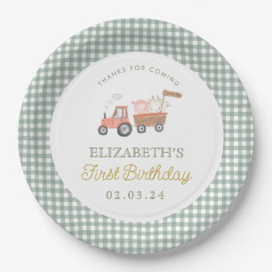 Cute Farm Animal Barnyard Birthday Paper Plate