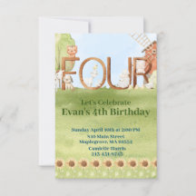Cute farm animal barnyard fourth birthday