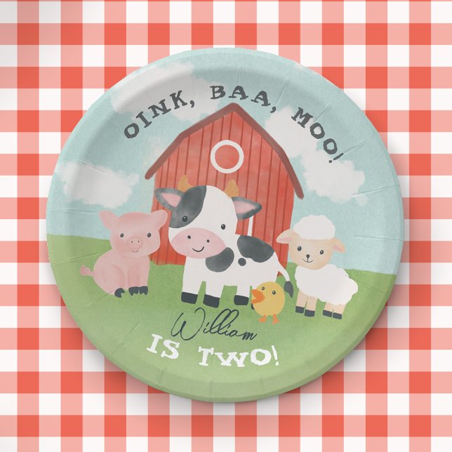 Cute Farm Animal Barnyard Kids Birthday  Paper Plate (Creator Uploaded)