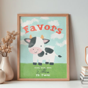 Cute Farm Animal Barnyard Watercolor Favour Poster