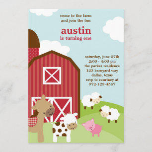 Cute Farm Animal Birthday Invitations