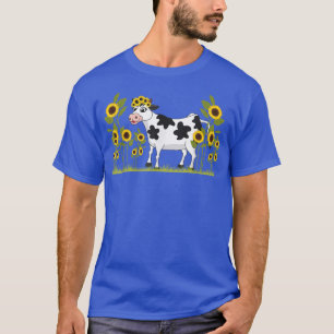 Cute Farm Animal Heifer Farmer Cow With Sunflower T-Shirt