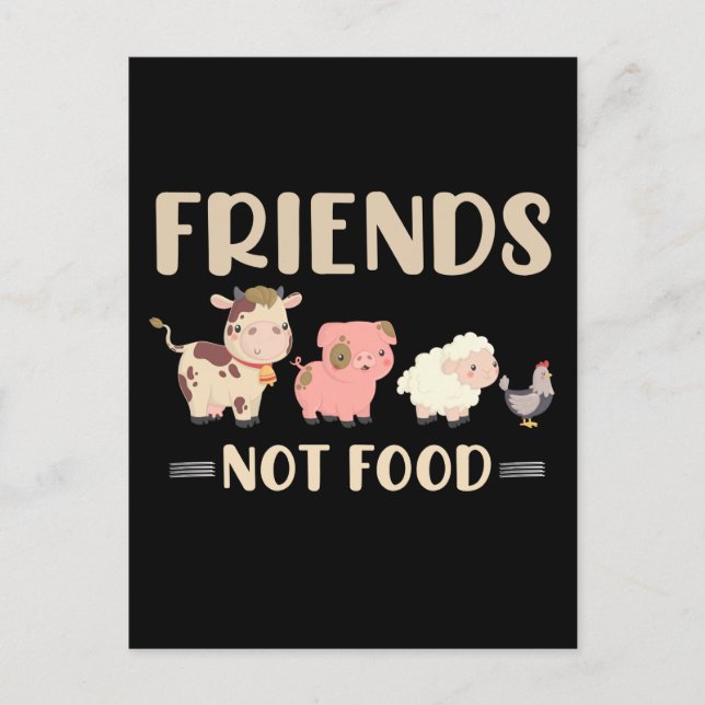 Cute Farm Animal Rights Plant Lover Vegan Postcard (Front)