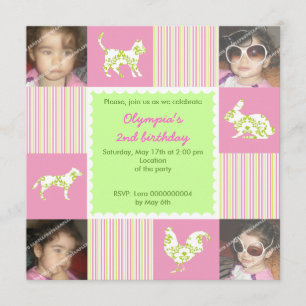 Cute farm animals and stripes birthday invitation