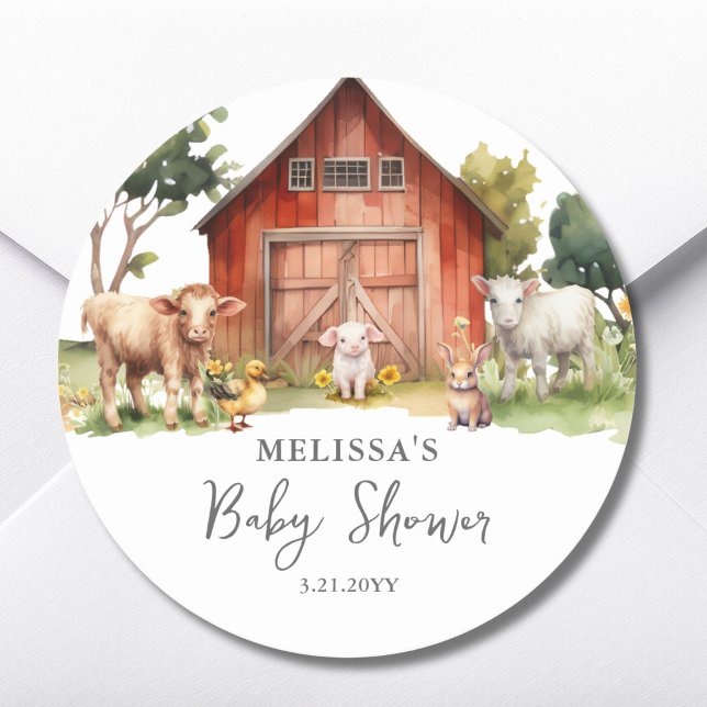 Cute Farm Animals Baby Shower Favour Sticker (Creator Uploaded)