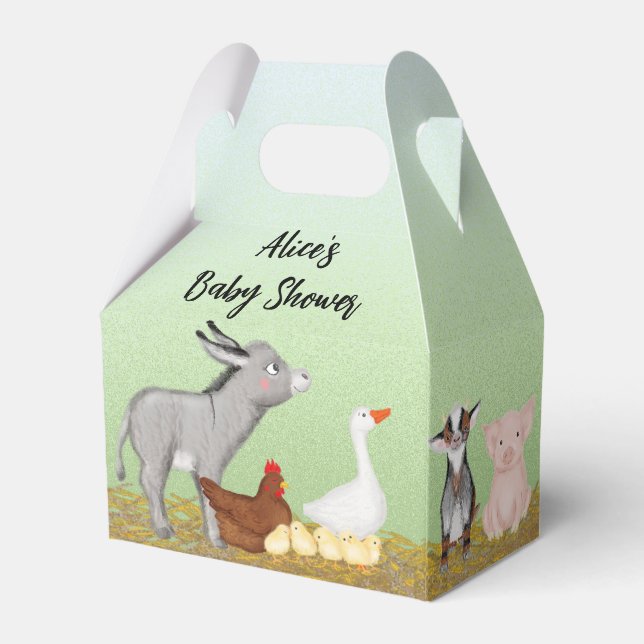 Cute farm animals baby shower gable favour box (Back Side)