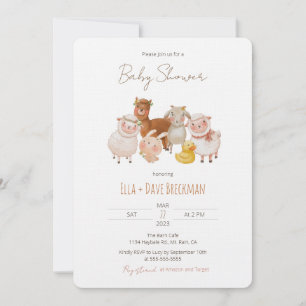 Cute Farm Animals Baby Shower Invitation
