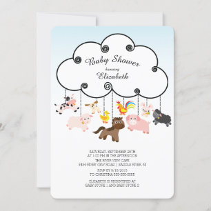 Cute Farm Animals Baby Shower Invitations