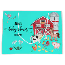 Cute Farm Animals Baby Shower Teal
