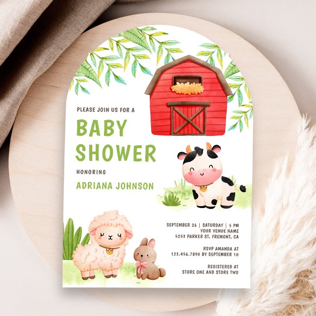 Cute Farm Animals Barnyard Arch Baby Shower Invitation (Creator Uploaded)