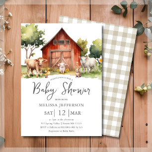 Cute Farm Animals Barnyard Baby Shower Invitation