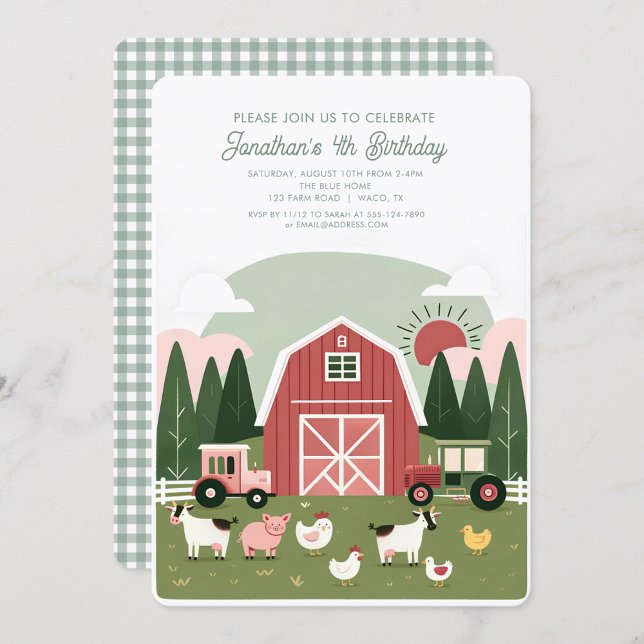 Cute Farm Animals Barnyard birthday  Invitation (Creator Uploaded)