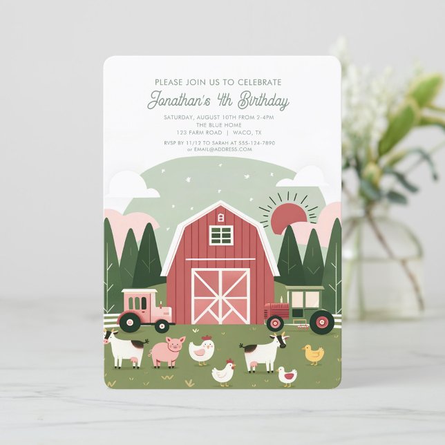 Cute Farm Animals Barnyard birthday  Invitation (Creator Uploaded)