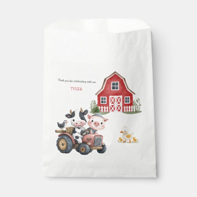 Cute Farm Animals Barnyard Birthday Party Favour Bags (Front)