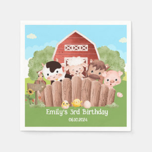 Cute Farm Animals Birthday Napkin