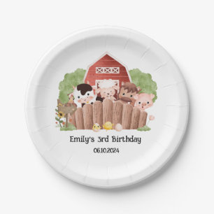 Cute Farm Animals Birthday Paper Plate