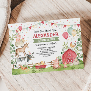Cute Farm Animals Birthday Party Barnyard Bash Invitation