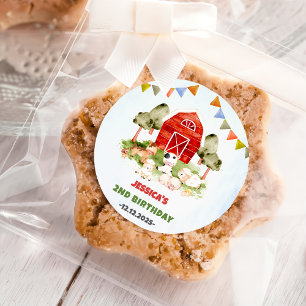 Cute Farm Animals Birthday Party Classic Round Sticker