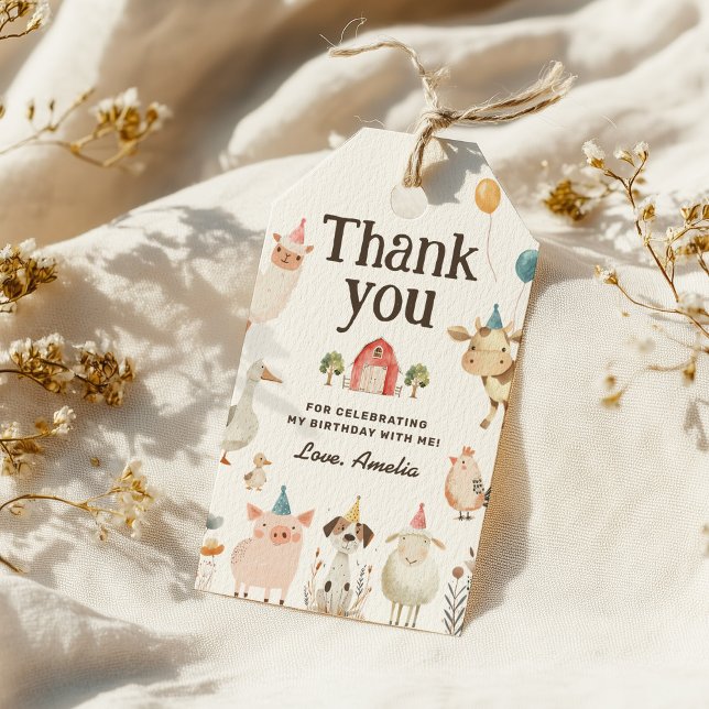 Cute Farm Animals Birthday Party Favour Tag (Creator Uploaded)