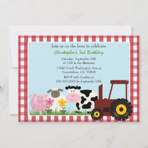 Cute farm animals birthday party invitation