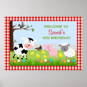 Cute Farm Animals Birthday Party Poster