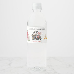 Cute Farm Animals Birthday Party Water Bottle Label