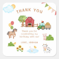 Cute Farm Animals Birthday Thank You Favour Sticke