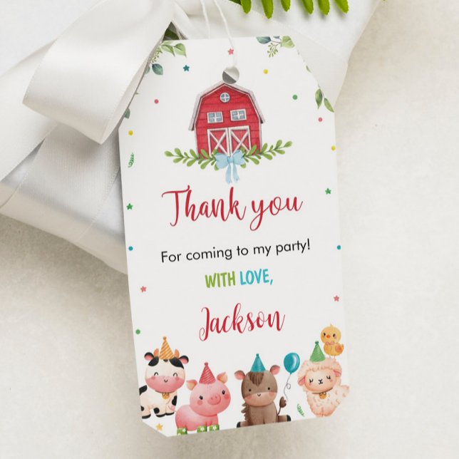 Cute Farm Animals Birthday Thank You Tag (Creator Uploaded)