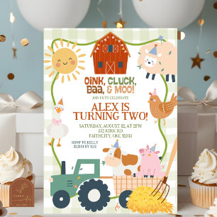 Cute Farm animals boy birthday invitation