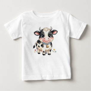 Cute Farm Animals-Cow Baby T-Shirt
