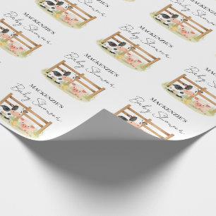 Cute Farm Animals Cow, Pig, and Chick Baby Shower Wrapping Paper
