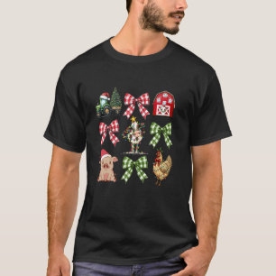 Cute Farm Animals Cow Pig Chicken Coquette Bows Xm T-Shirt
