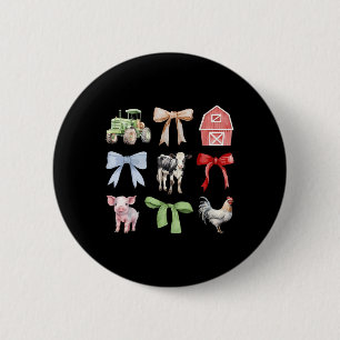 Cute Farm Animals Cow Pig Chicken Coquette Farmer 6 Cm Round Badge
