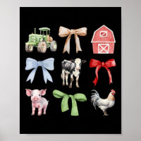Cute Farm Animals Cow Pig Chicken Coquette Farmer