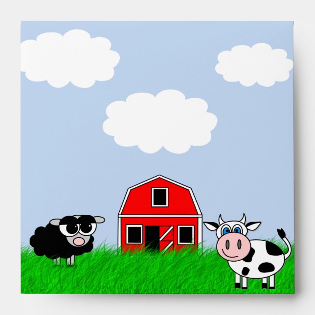 Cute Farm Animals Custom Invitation Envelopes (Front)