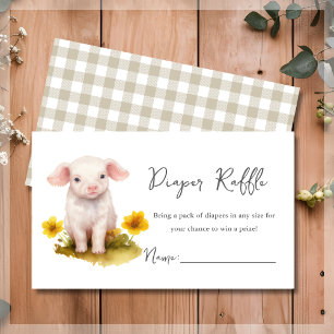 Cute Farm Animals Diaper Raffle Baby Shower  Enclosure Card