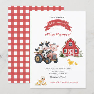 Cute Farm Animals Farmhouse Baby Shower Invitation