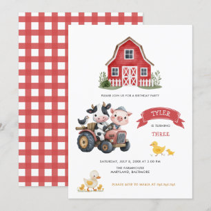 Cute Farm Animals Farmhouse Birthday Party Invitation