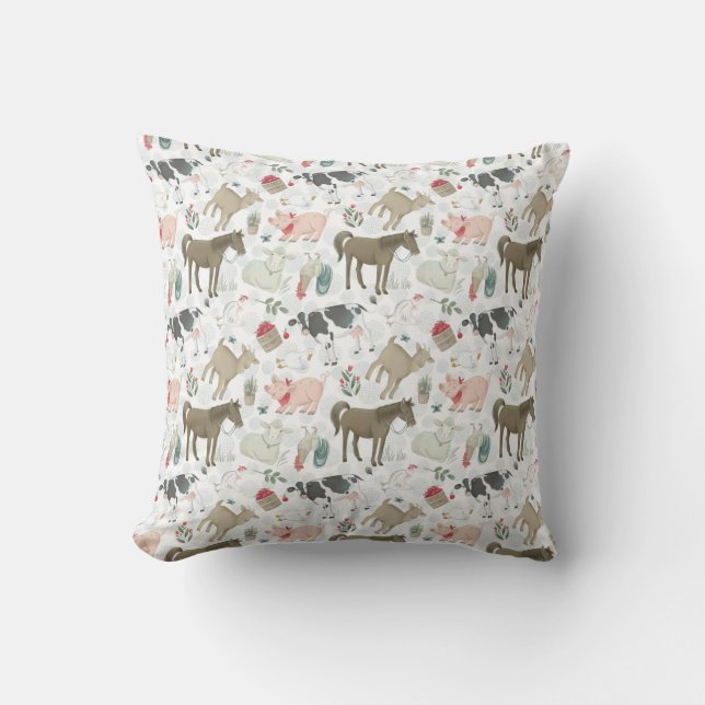 Cute Farm Animals Farmhouse Country Rustic Vintage Cushion (Front)