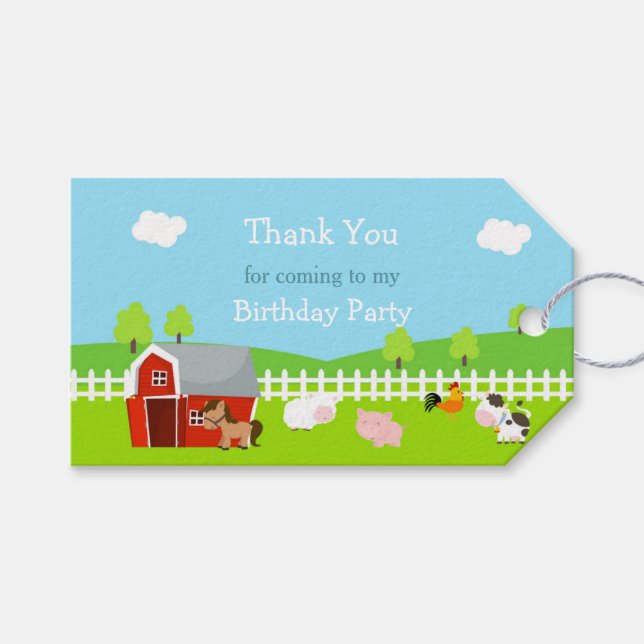 Cute Farm Animals Gift Tag (Front (Horizontal))