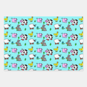 Cute Farm Animals Gift Wrap