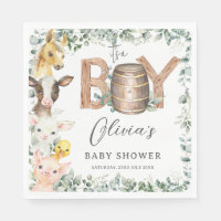 Cute Farm Animals Greenery Boy Barn Baby Shower 