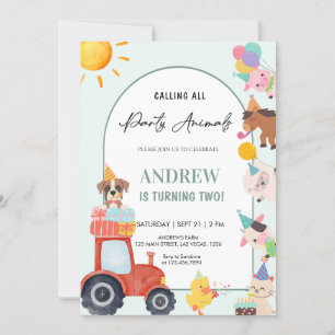 Cute Farm Animals in Birthday Invitation