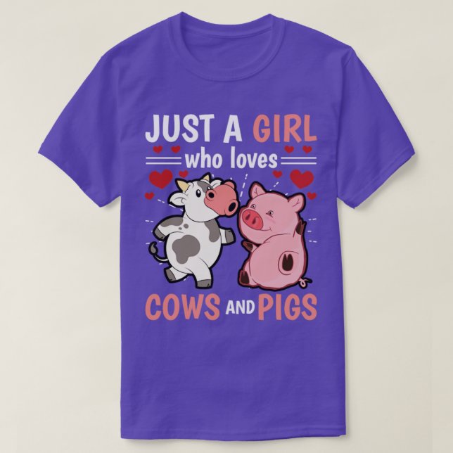 Cute Farm Animals Just A Girl Who Loves Cows And P T-Shirt (Design Front)