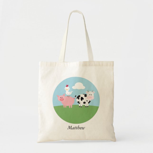 Cute Farm Animals Kids Tote Bag (Front)
