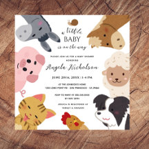 Cute Farm Animals Modern Watercolor Baby Shower