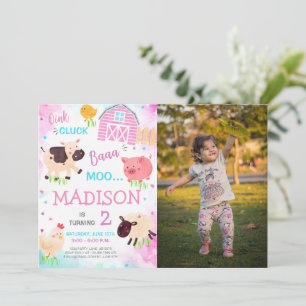 Cute Farm Animals Photo Invitation