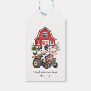 Cute Farm Animals Pig Cow Birthday Party Gift Tags
