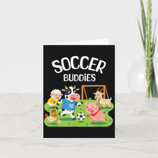 Cute Farm Animals Playing Soccer Football Kids Card